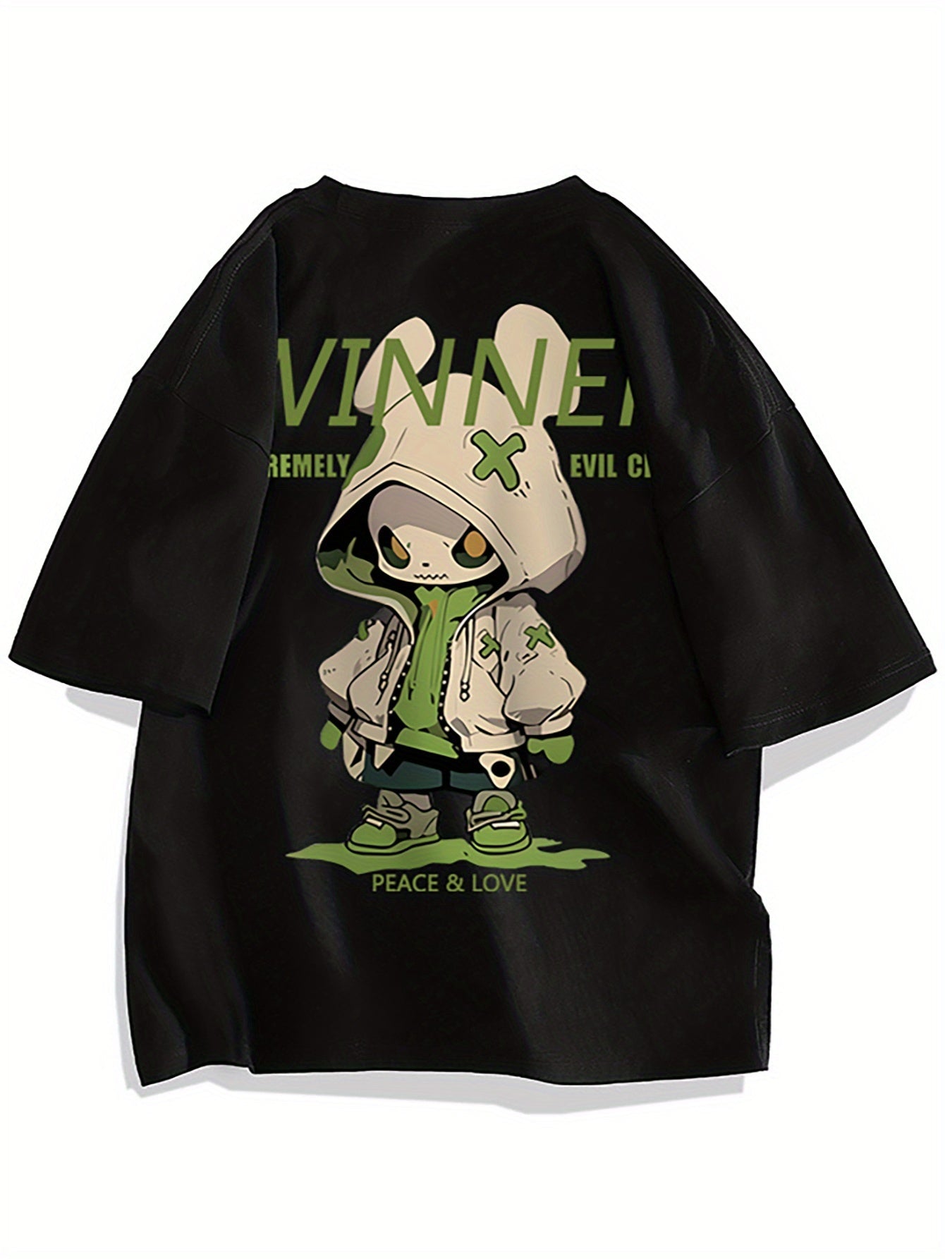 Men's Oversized Streetwear T-Shirt with Cartoon Print and Urban Style – Trendy Casual Shirt