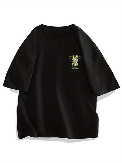 Men's Oversized Streetwear T-Shirt with Cartoon Print and Urban Style – Trendy Casual Shirt