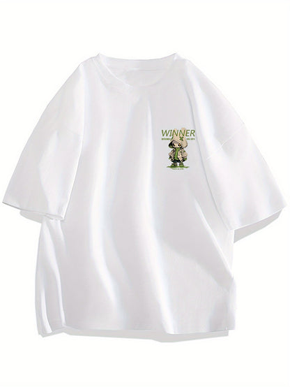 Men's Oversized Streetwear T-Shirt with Cartoon Print and Urban Style – Trendy Casual Shirt