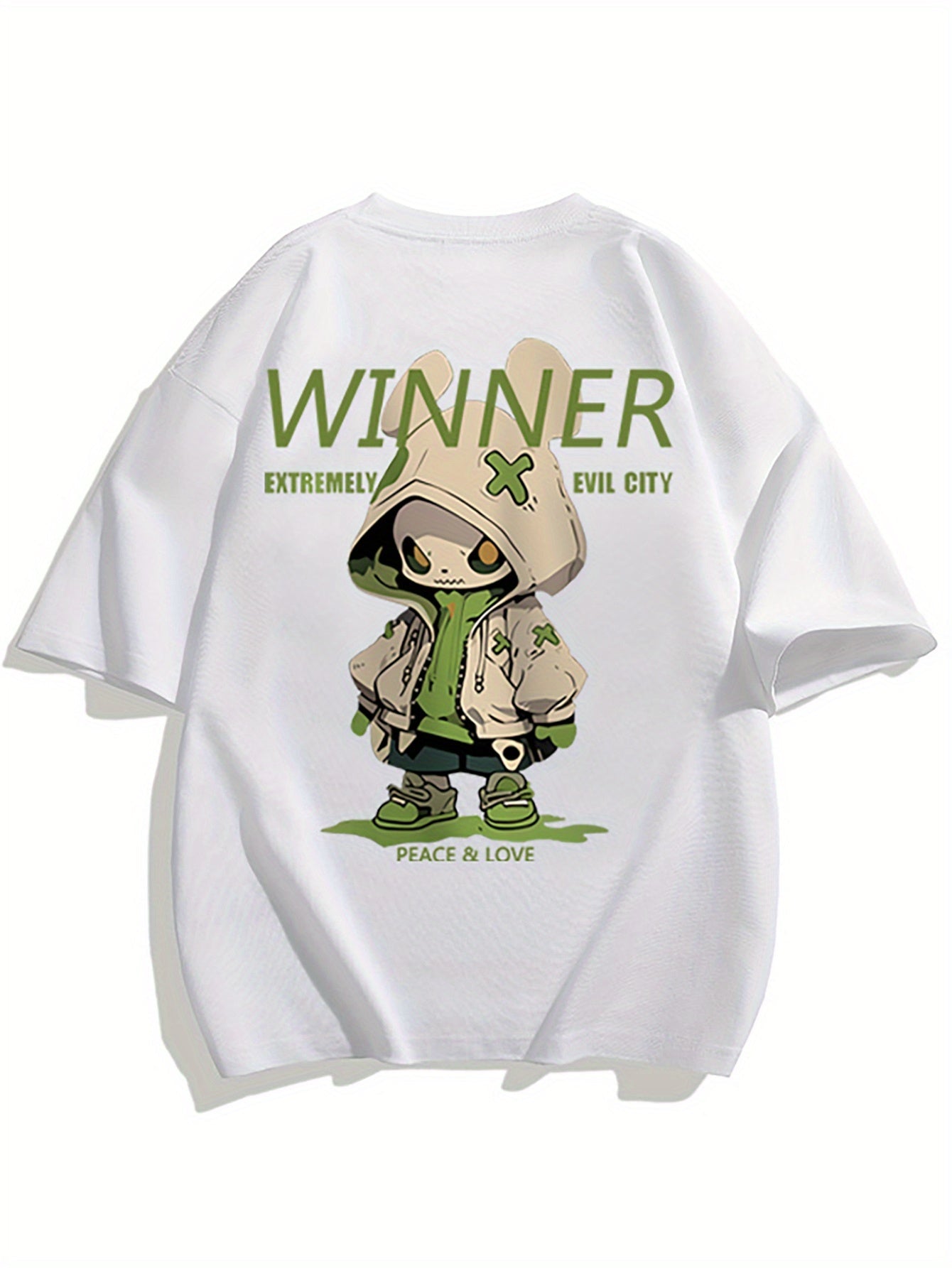 Men's Oversized Streetwear T-Shirt with Cartoon Print and Urban Style – Trendy Casual Shirt