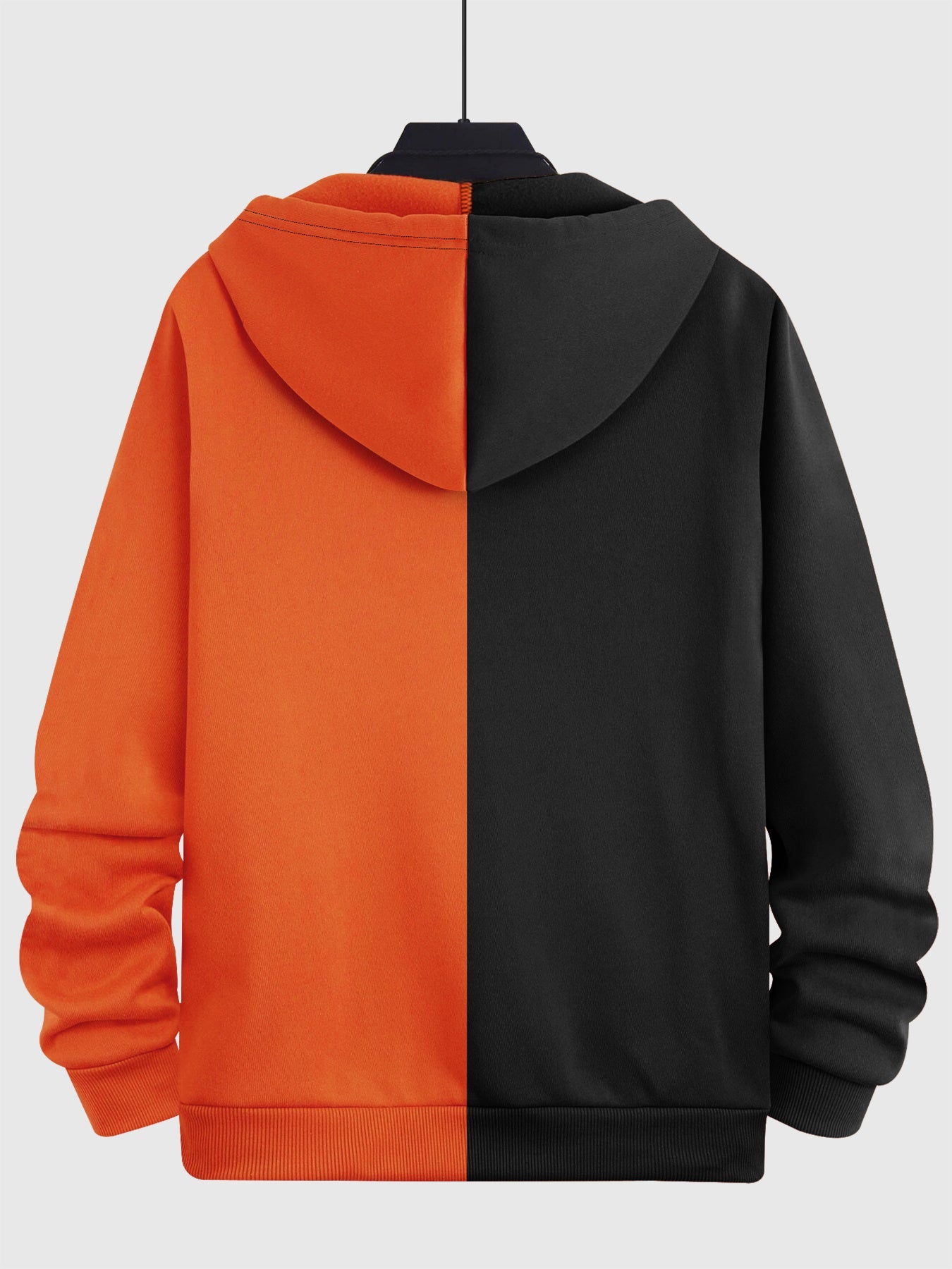 Two-piece men's hooded jacket with a zipper – Two-tone & graphic print