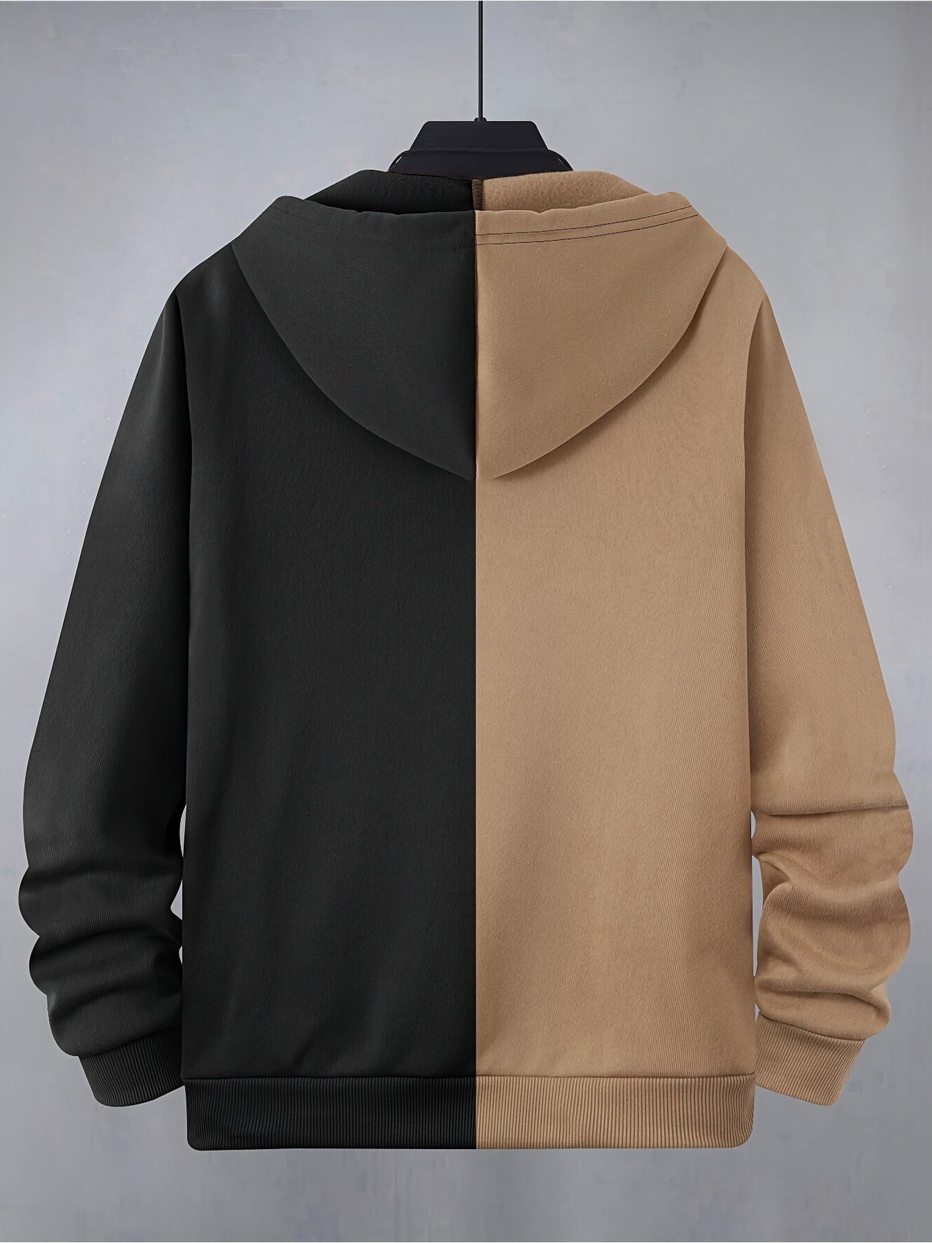 Two-piece men's hooded jacket with a zipper – Two-tone & graphic print