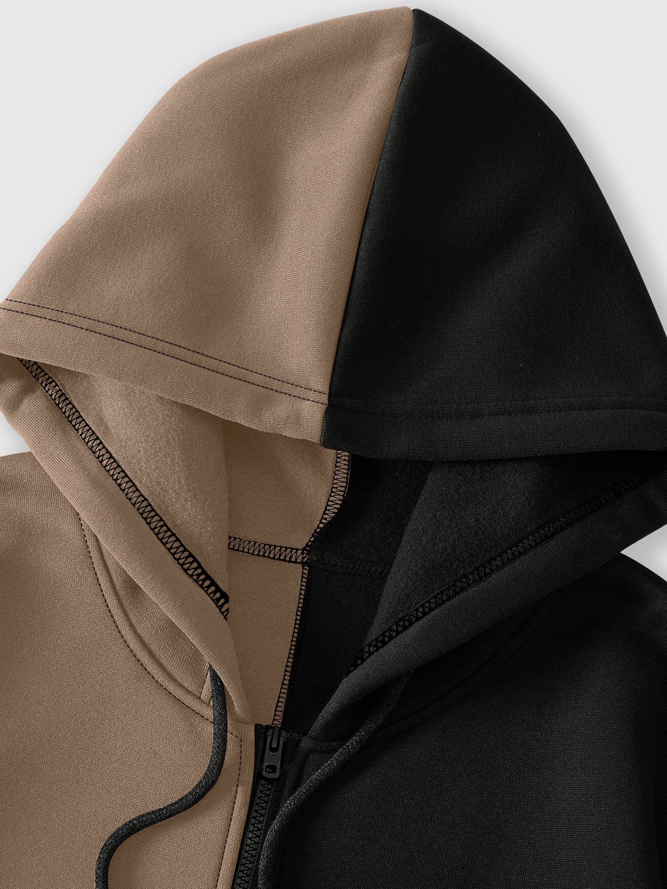 Two-piece men's hooded jacket with a zipper – Two-tone & graphic print