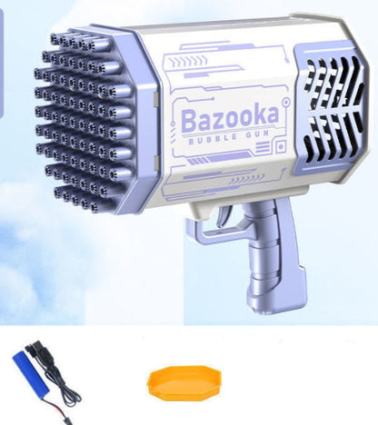 Kids Bazooka Bubble Gun – Electric Soap Bubble Pistol with 69 Nozzles, Rechargeable, for Boys and Girls, Outdoor Toy