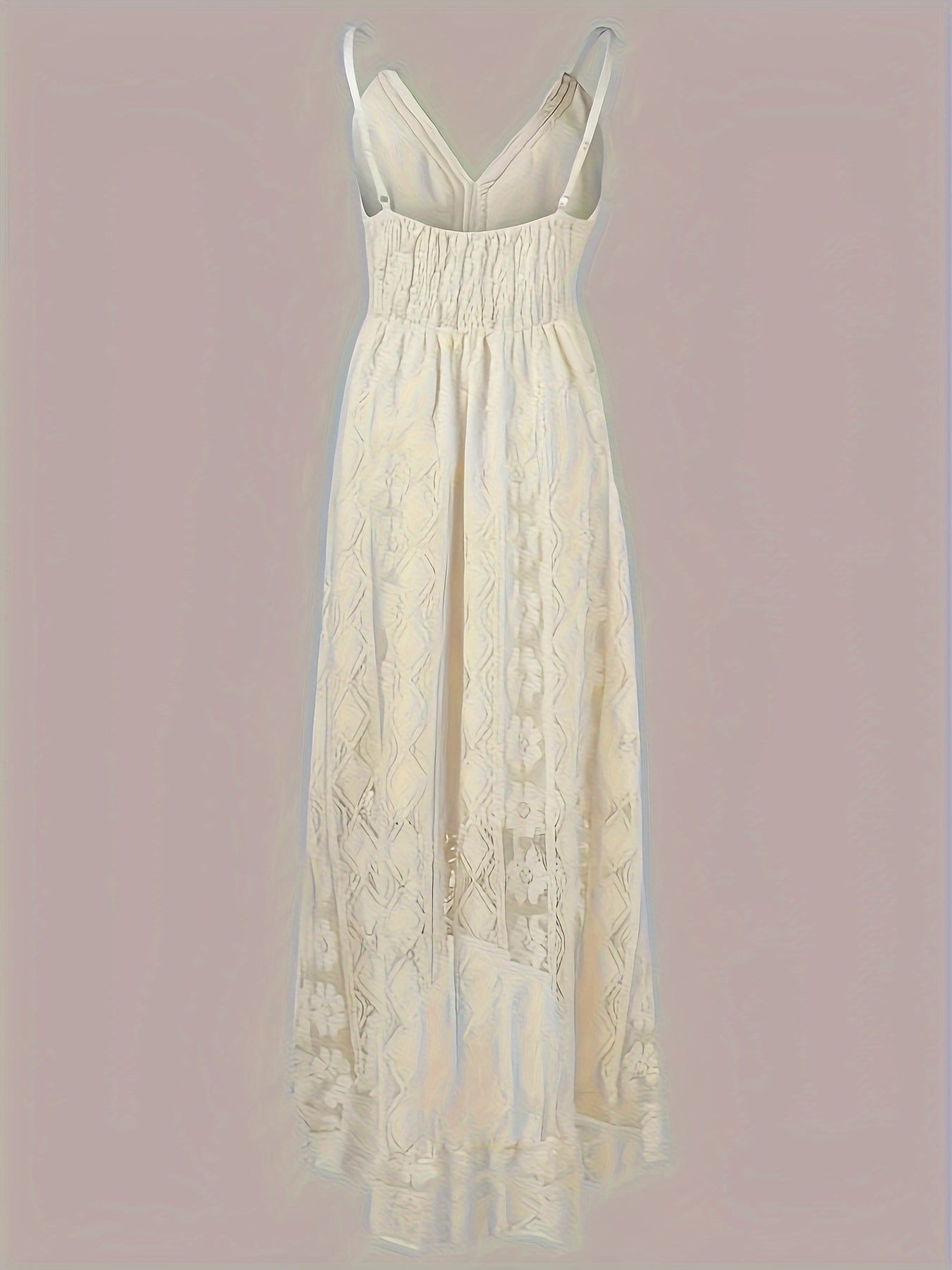 Women's Boho Maxi Dress with Lace and V-Neck for Festive Occasions