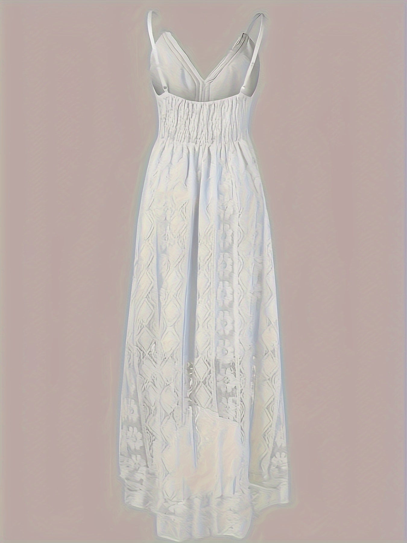 Women's Boho Maxi Dress with Lace and V-Neck for Festive Occasions