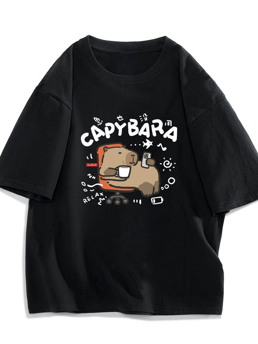 Men's T-Shirt with Capybara Print – Funny Design for Leisure and Everyday Wear
