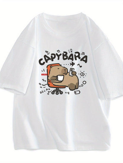 Men's T-Shirt with Capybara Print – Funny Design for Leisure and Everyday Wear