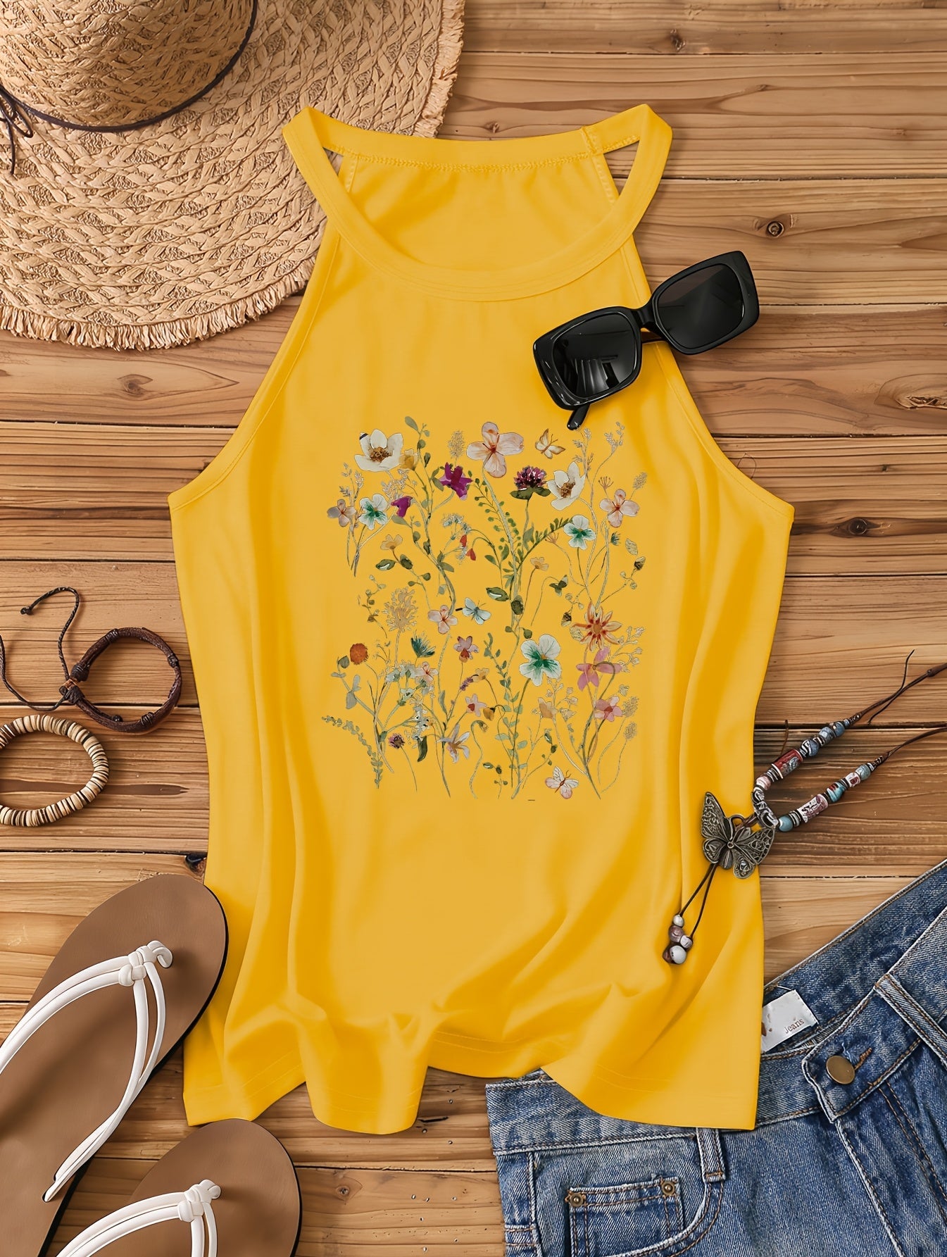 Damen Sommer Tanktop mit Blumenmuster – Freizeit Stil für Frühling und Sommer
