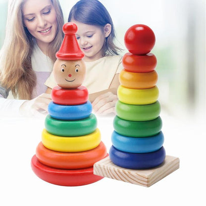 Children's Stacking Toy Wooden Rainbow Tower – Educational Toy for Boys and Girls, Montessori Pedagogy