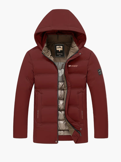 Men's Down Jacket with Hood – Winter Outdoor Quilted Jacket for Leisure & Everyday Use