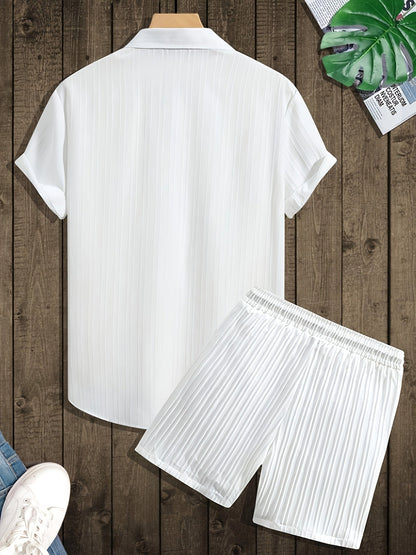 Men's Casual Set – Short-Sleeve Shirt and Shorts, Modern Summer Outfit, Sporty Look