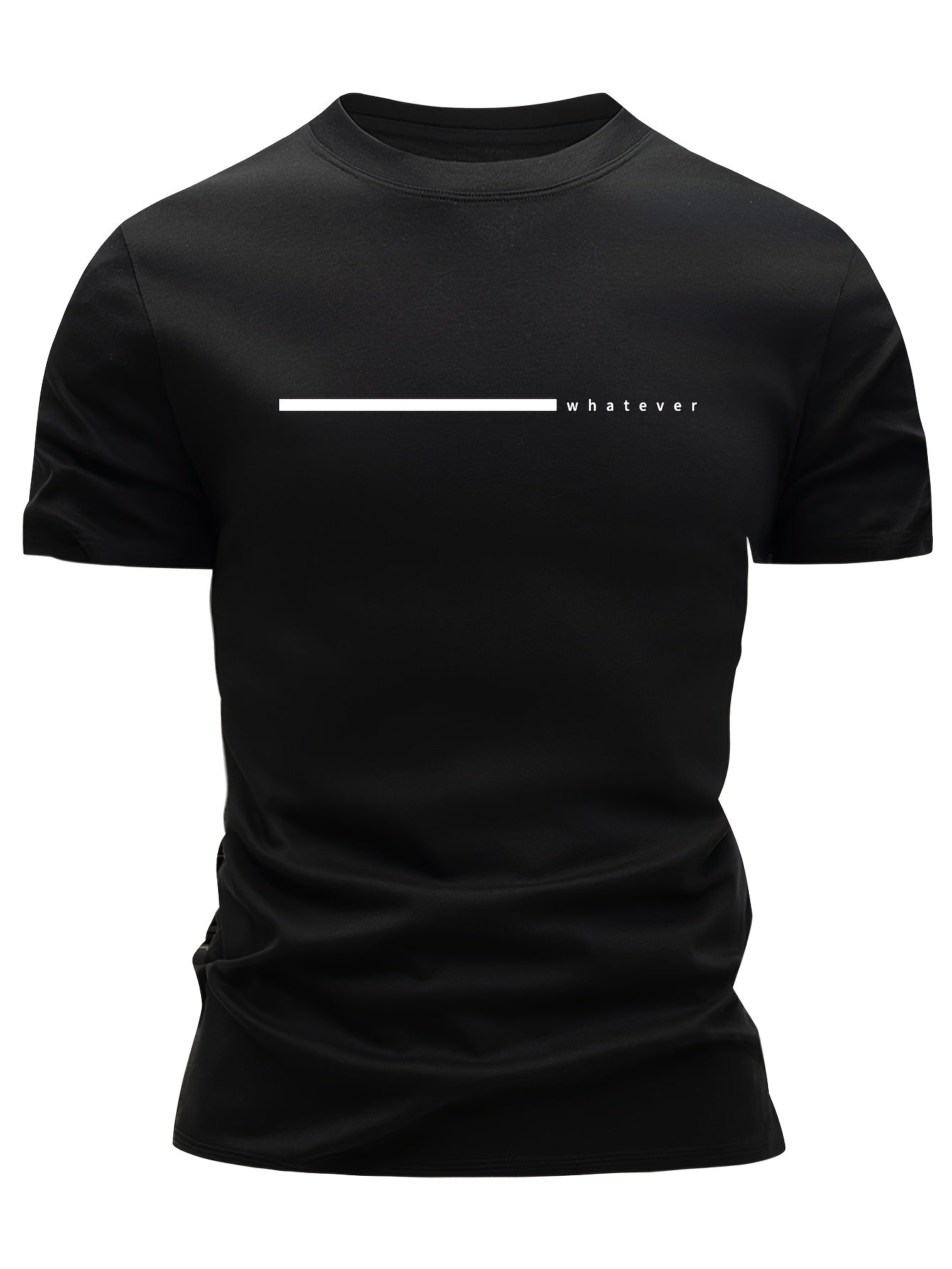 Men's T-shirt with minimalist "whatever" print, casual style, modern design, for everyday wear and leisure