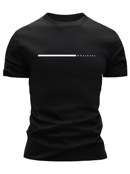 Men's T-shirt with minimalist "whatever" print, casual style, modern design, for everyday wear and leisure