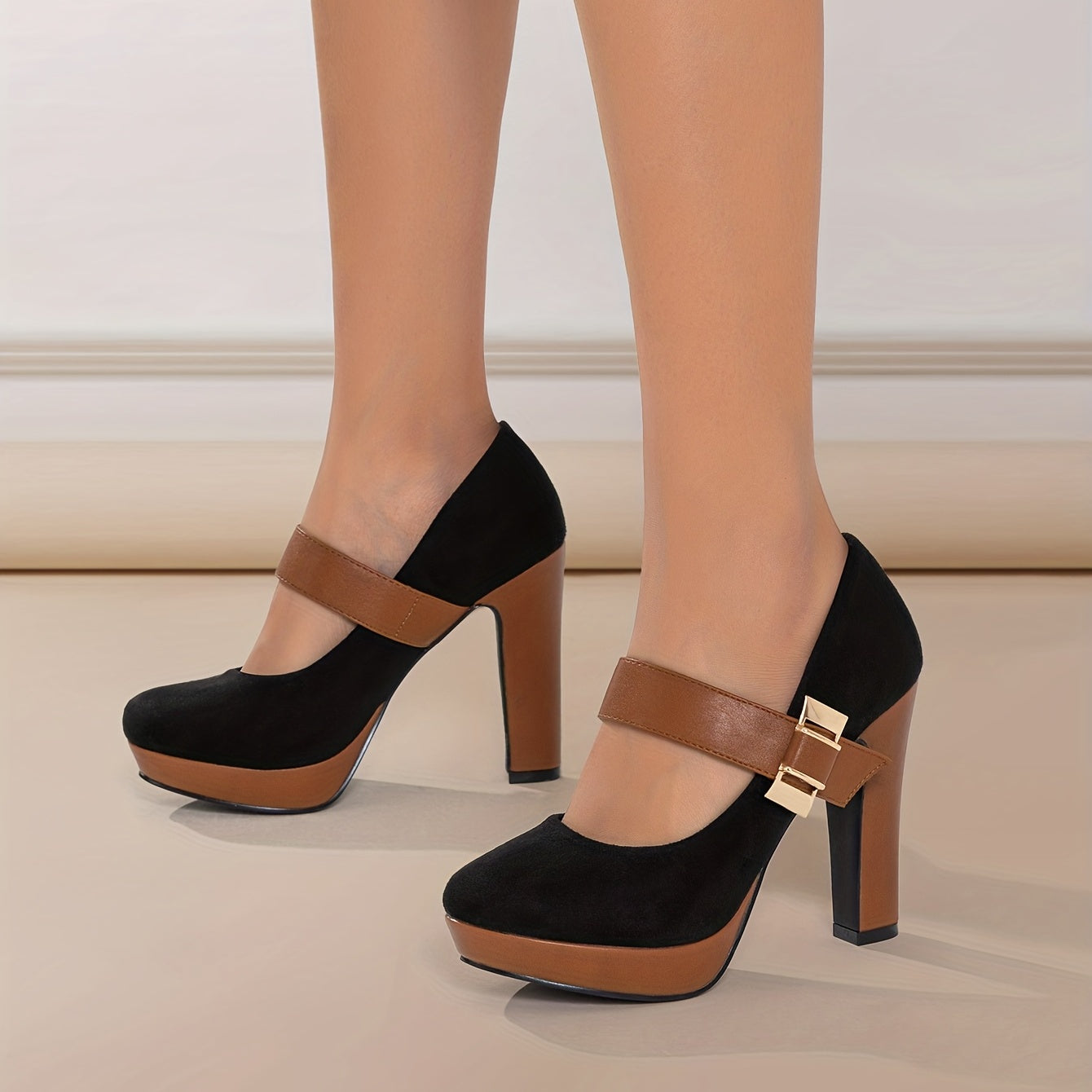 Women's Mary Jane High Heels with Block Heel Elegant for Office and Occasion