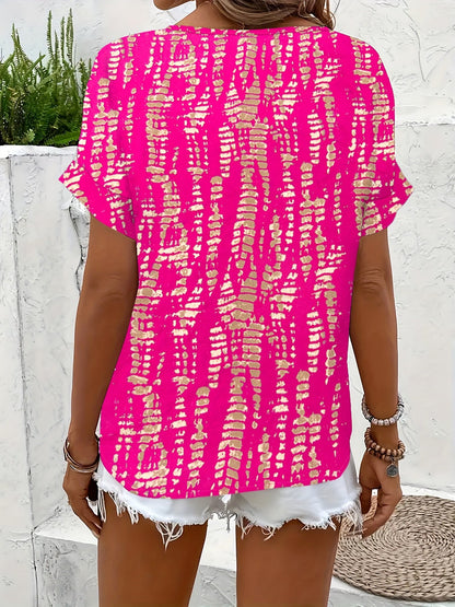 Women's Elegant Summer Blouse with Modern Print for Leisure and Everyday Wear