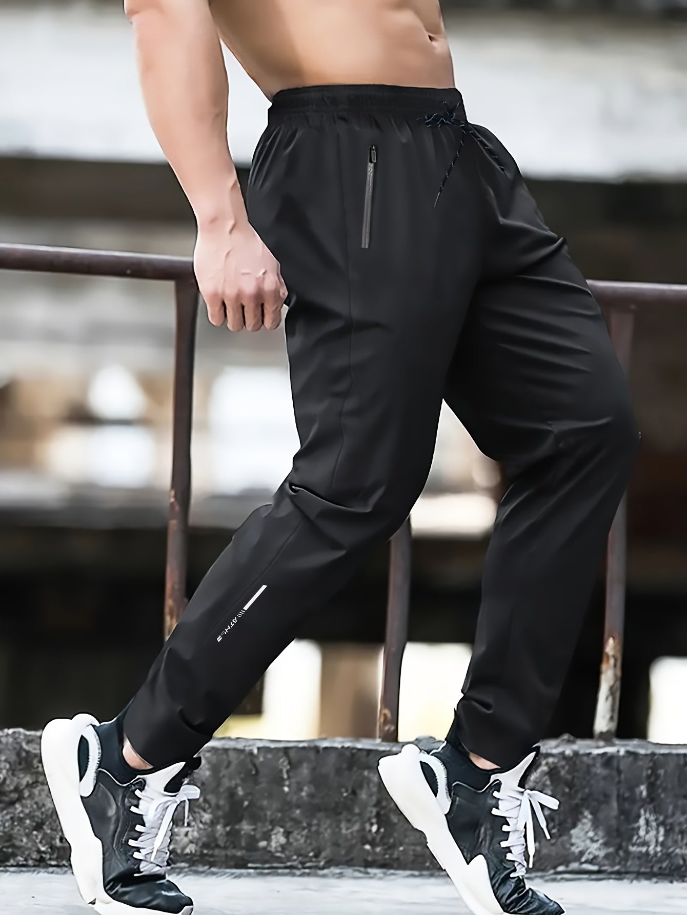 Herren Jogginghose Sportlich Lässig mit Reißverschluss und Print für Frühling und Sommer