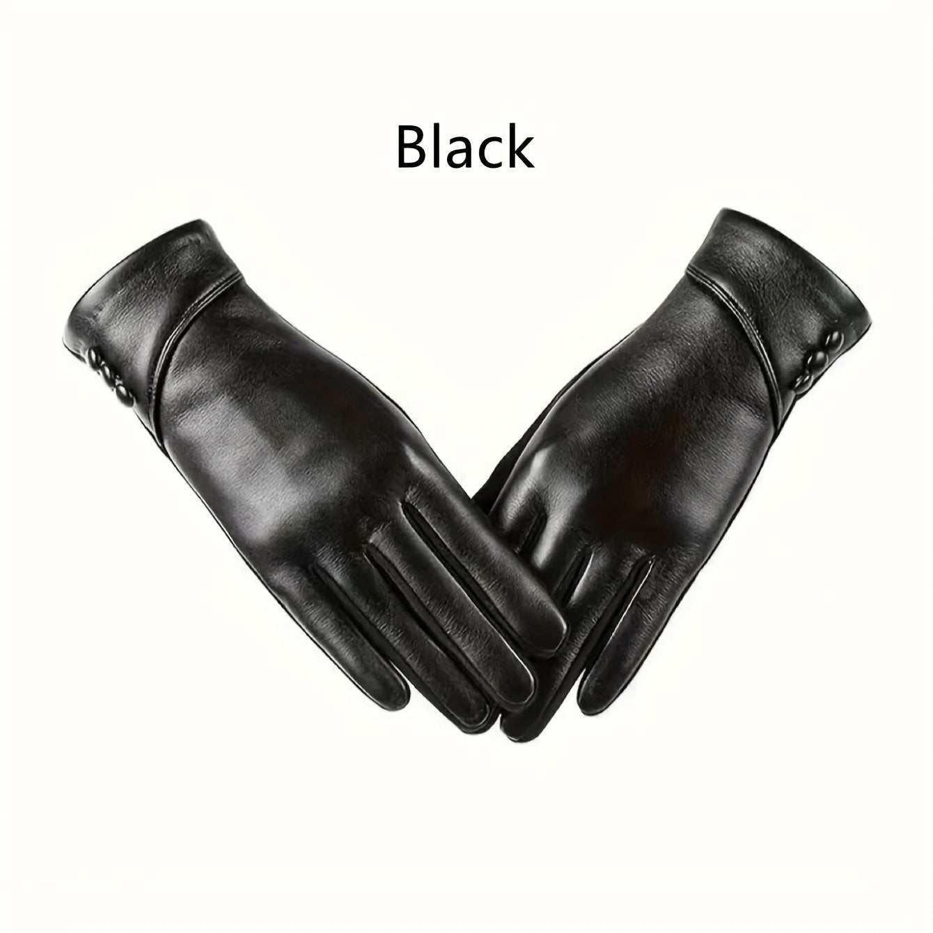Elegant black women's gloves with decorative buttons