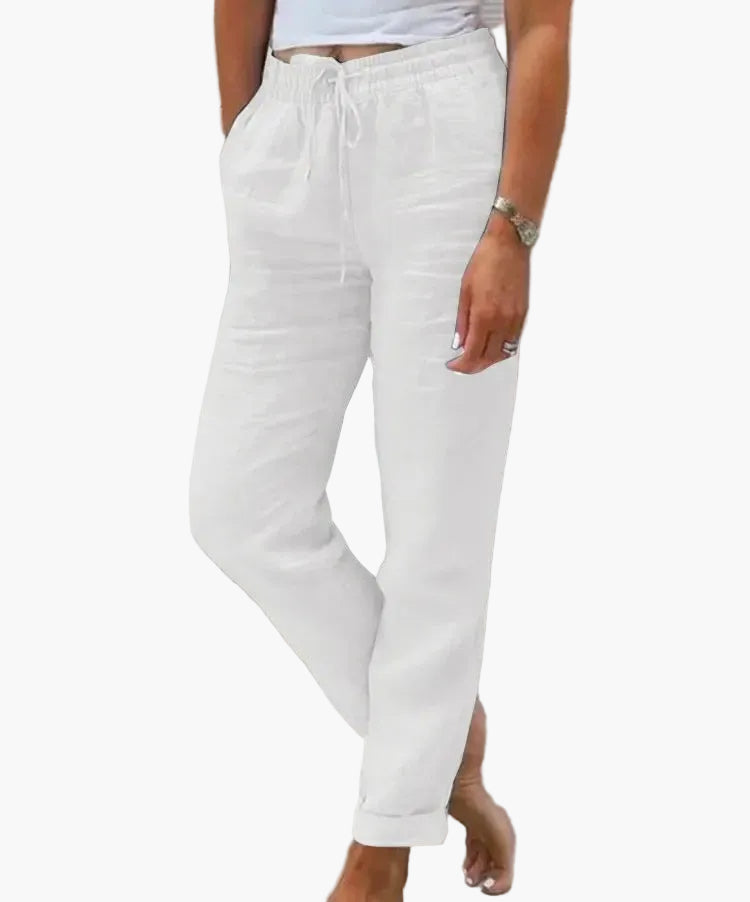 Women's casual trousers with elastic waistband – Straight relaxed pants, everyday & home, comfort look