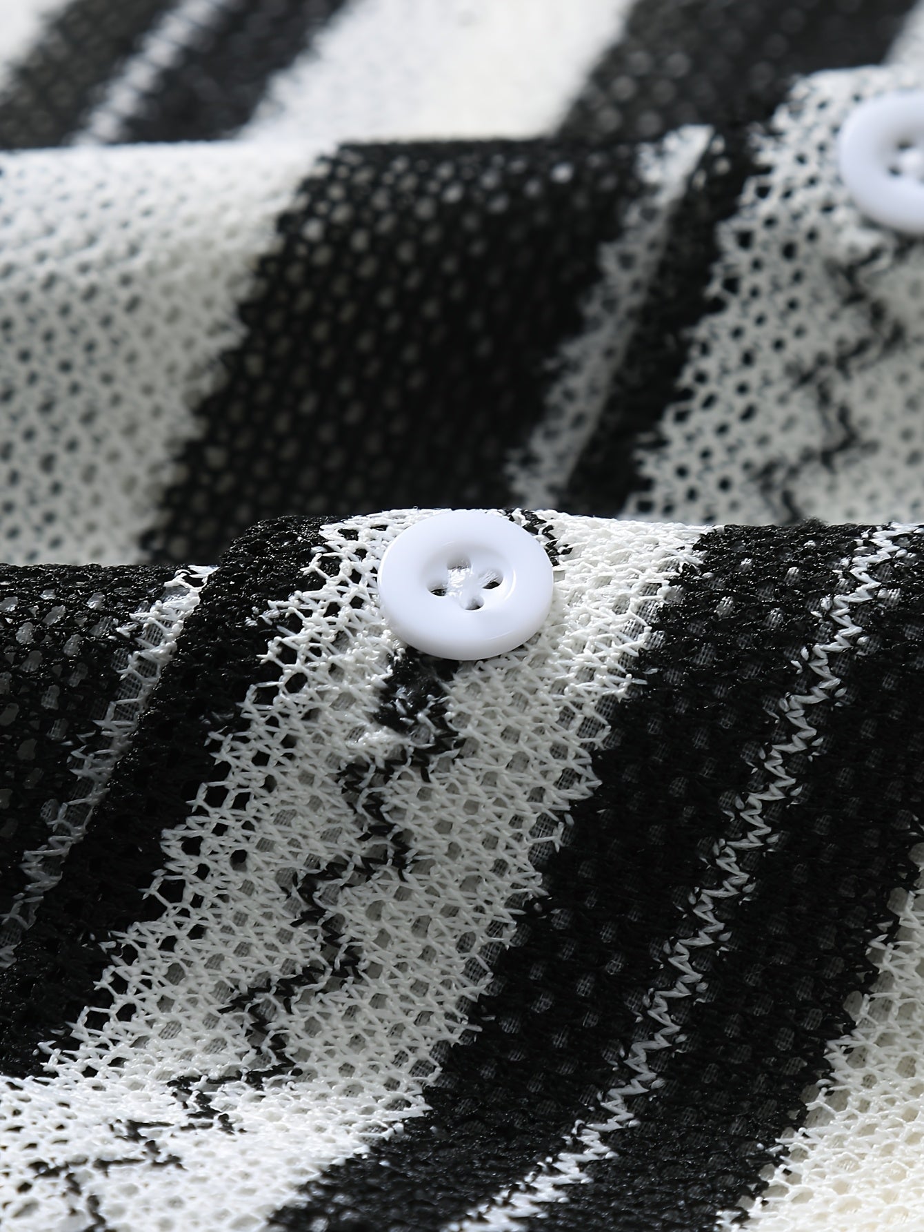 Men's resort casual shirt with vertical stripe pattern and open knit – stylish for summer and vacation