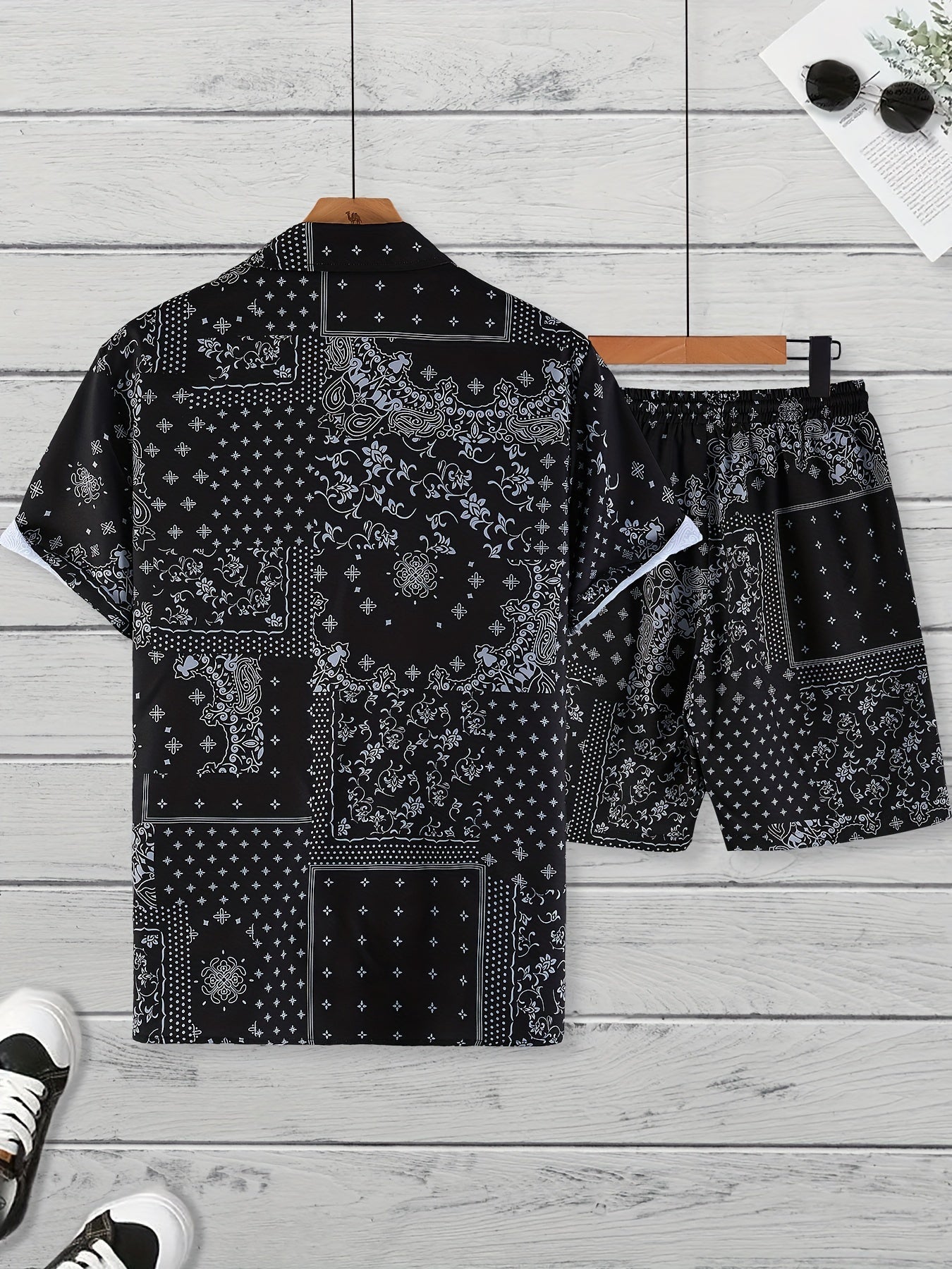 Men's Summer Casual Set – Short-Sleeve Shirt and Shorts with Paisley Pattern, Perfect for Everyday & Vacation
