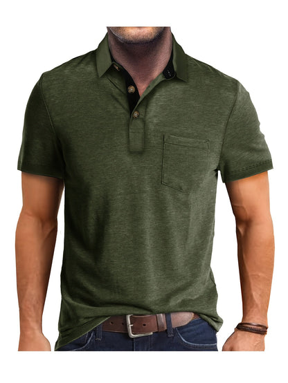Men's Polo Shirt with Chest Pocket – Modern, Casual Polo Shirt for Everyday and Leisure Wear