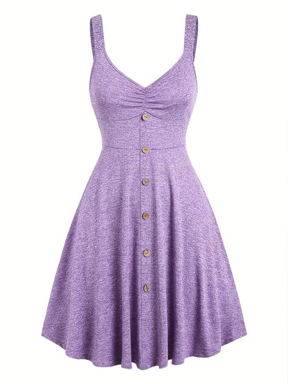 Damen Sommerkleid Elegant mit Knopfleiste und Trägern – Freizeit & Alltag