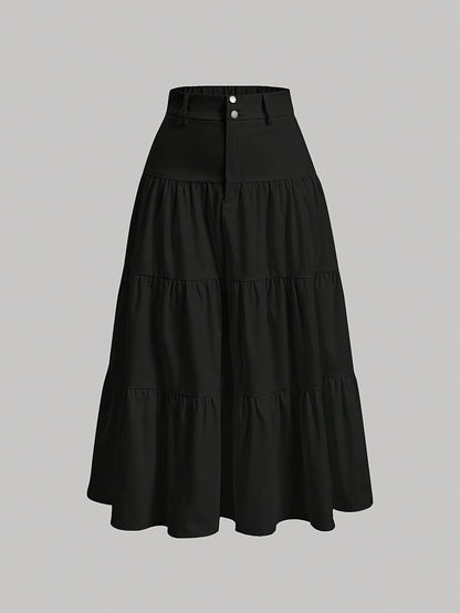 Damen Eleganter Stufenrock mit Hoher Taille für Alltag und Büro