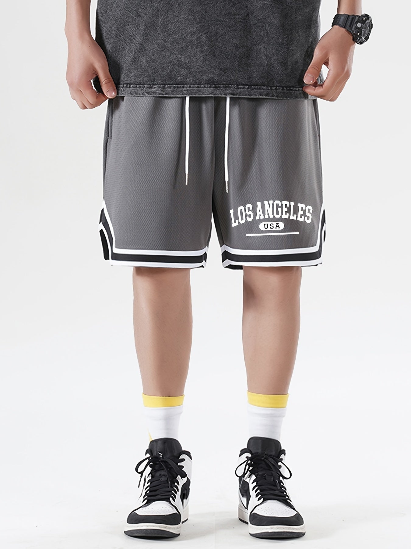 Men's Basketball Shorts Sporty Los Angeles USA Print – Casual Training Shorts for Fitness & Leisure