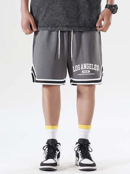 Men's Basketball Shorts Sporty Los Angeles USA Print – Casual Training Shorts for Fitness & Leisure