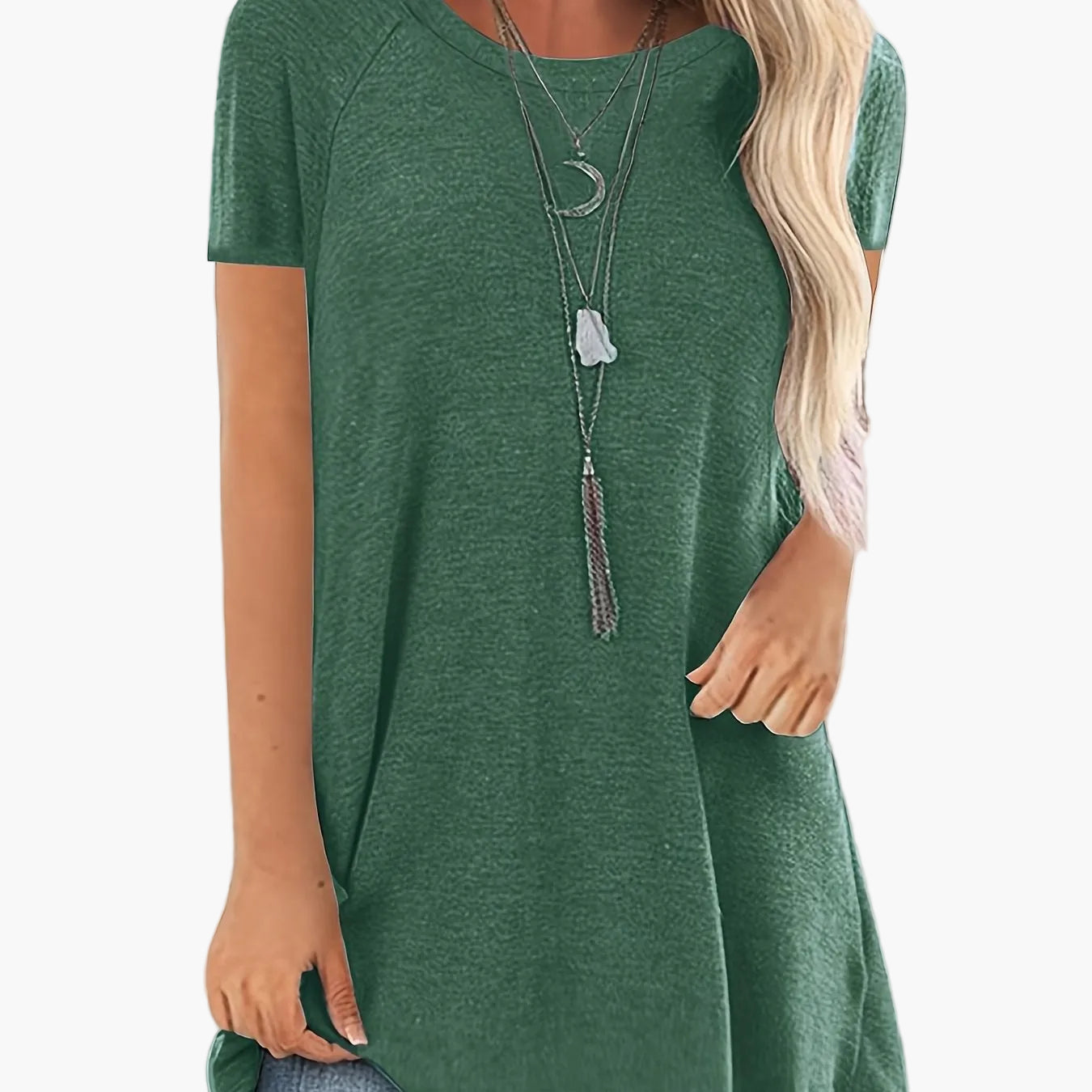 Women's Tunic Shirt Short Sleeve Loose Fit Casual Everyday