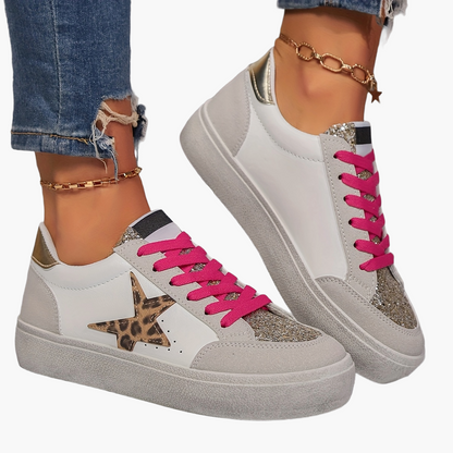 Damen Sneaker im Casual Stil mit Glitzerstern – Modische Freizeitschuhe für Alltag und Streetwear
