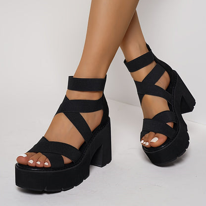 Women's platform sandals with block heel and straps – trendy summer shoes for everyday wear and going out