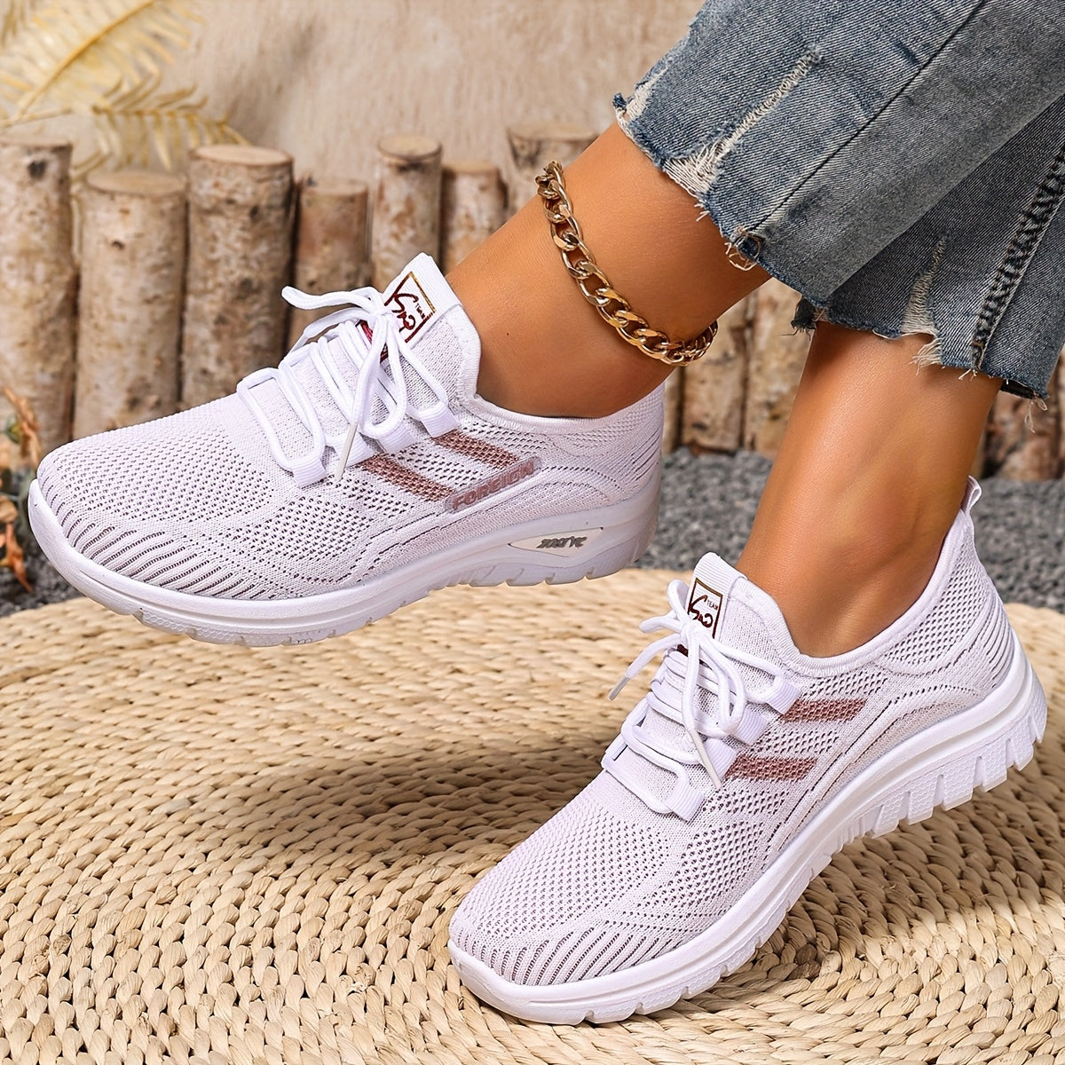 Women's Casual Sneakers with Laces – Comfortable Sports Shoes for Everyday & Fitness