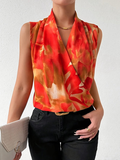 Women's Wrap Blouse Elegant Sleeveless Modern Business and Casual