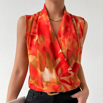Women's Wrap Blouse Elegant Sleeveless Modern Business and Casual