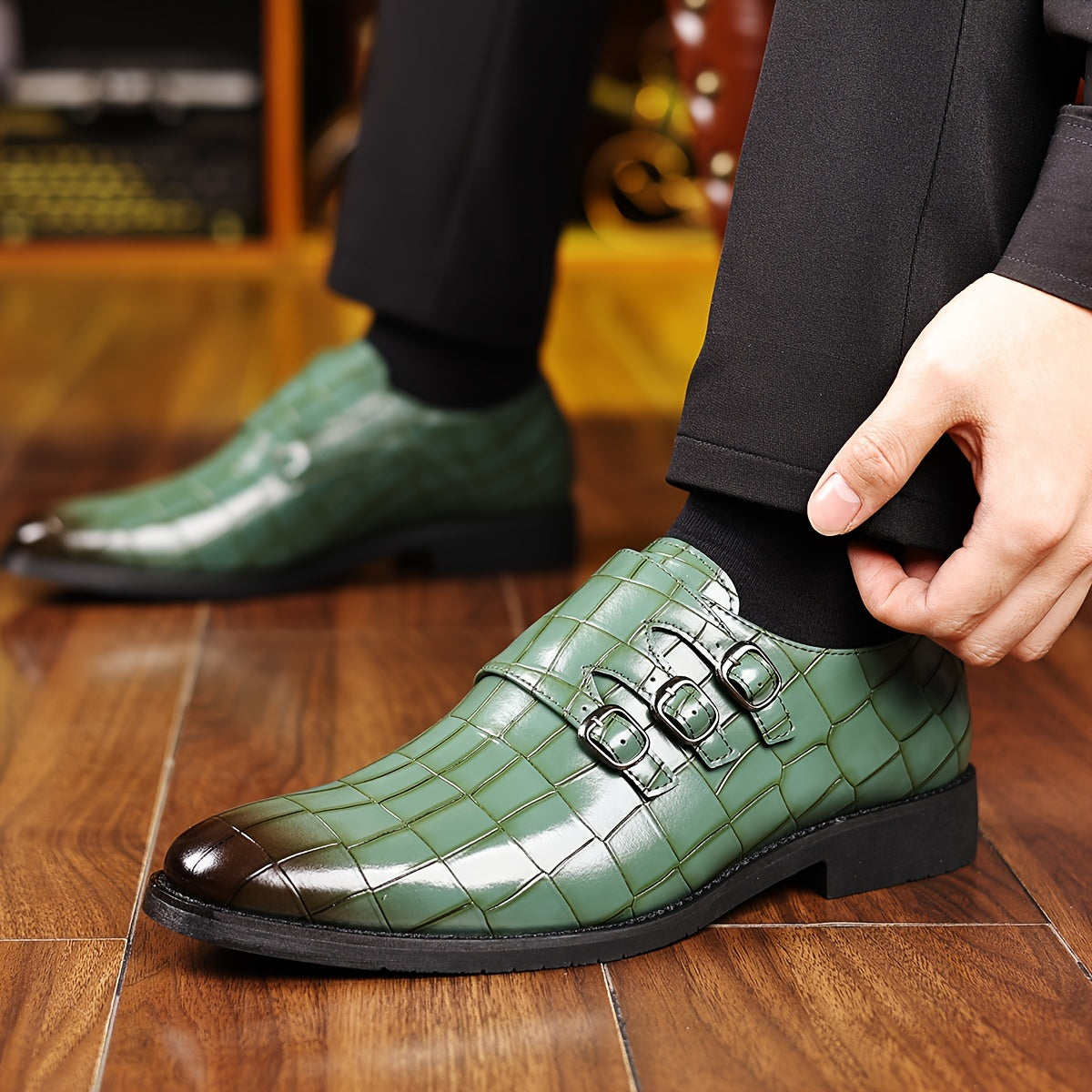 Herren Business-Schuhe Vintage Stil mit Schnallen – Elegante Freizeitschuhe für Büro und festliche Anlässe