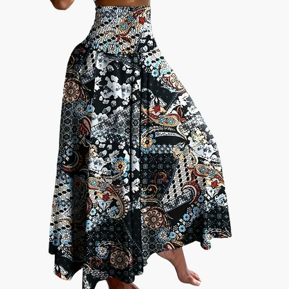 Women's maxi skirt with tropical floral pattern – Elegant summer skirt for leisure and vacation