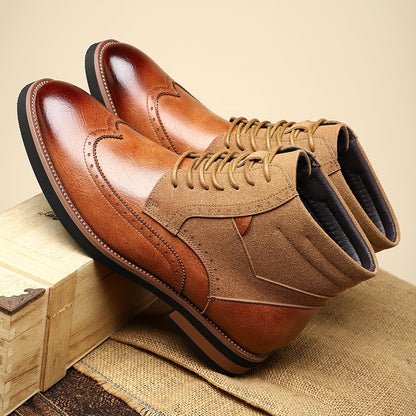 Men's ankle boots, brogues, lace-up boots, two-tone, business and casual