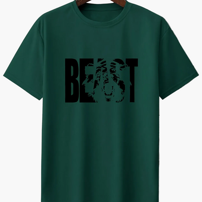 Men's T-Shirt with BEAST Print – Urban Streetwear Oversize, Short Sleeve