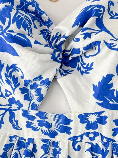 Women's summer midi dress with floral pattern and tie belt – Elegant casual and vacation outfit