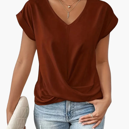 Women's Elegant Wrap Blouse with V-Neck for Everyday and Office