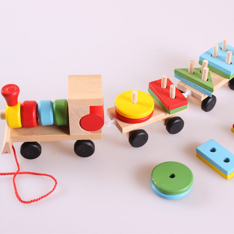 Wooden Educational Toy Train for Children – Stacking and Sorting Game from 1 Year