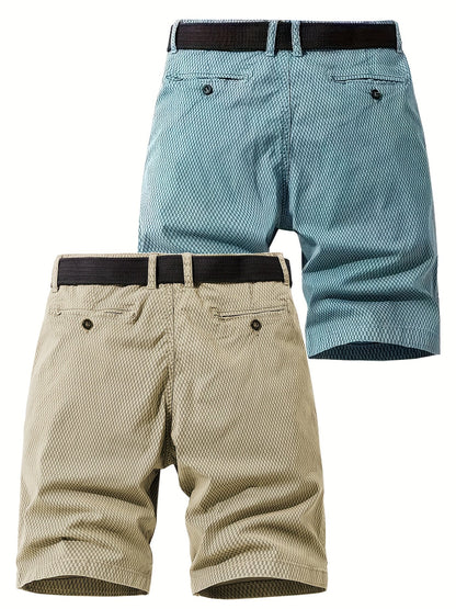 Men's Summer Casual Shorts with Belt – Breathable Regular Fit Bermuda Shorts for Everyday and Outdoor Use
