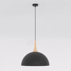 Hanglamp gepoedercoat staal en hout Nautica, zwart, Scandinavisch, 40 x 40 cm, woonkamer en eetkamer