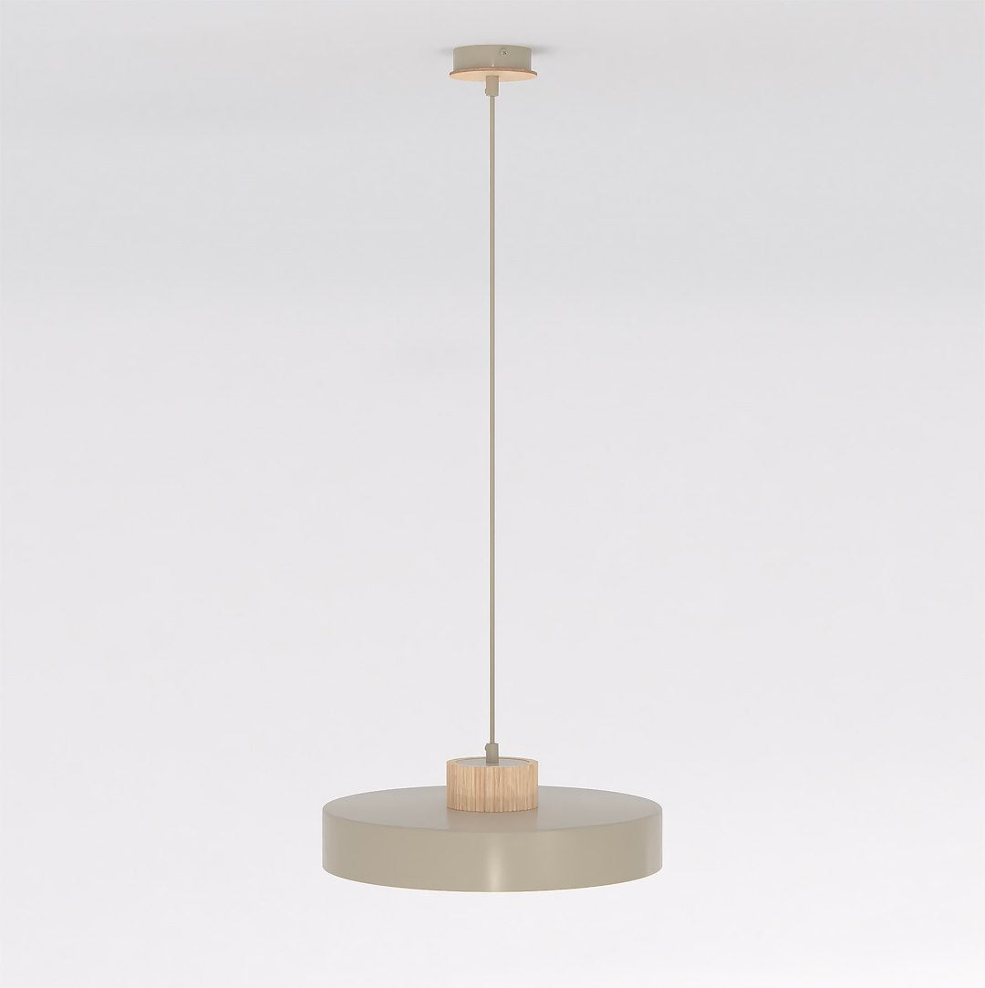 Hanglamp gepoedercoat staal en hout Scandinavisch Kivi beige Ø 35 cm, 1 fitting E27, woonkamer