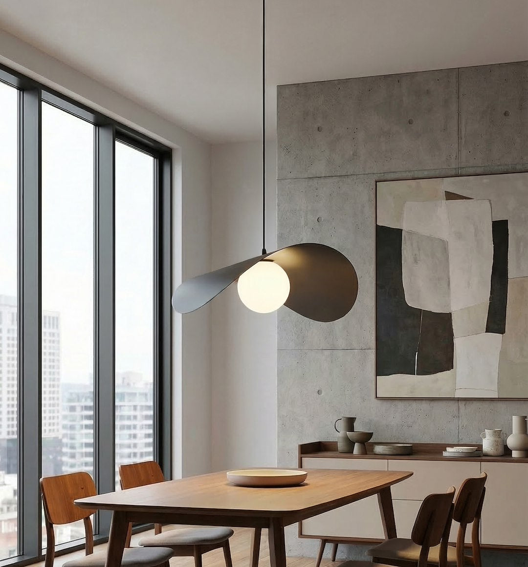 Hanglamp gepoedercoat staal en glas, Ritual, zwart, 40 x 40 cm, 1 lichtpunt voor eettafel en woonkamer