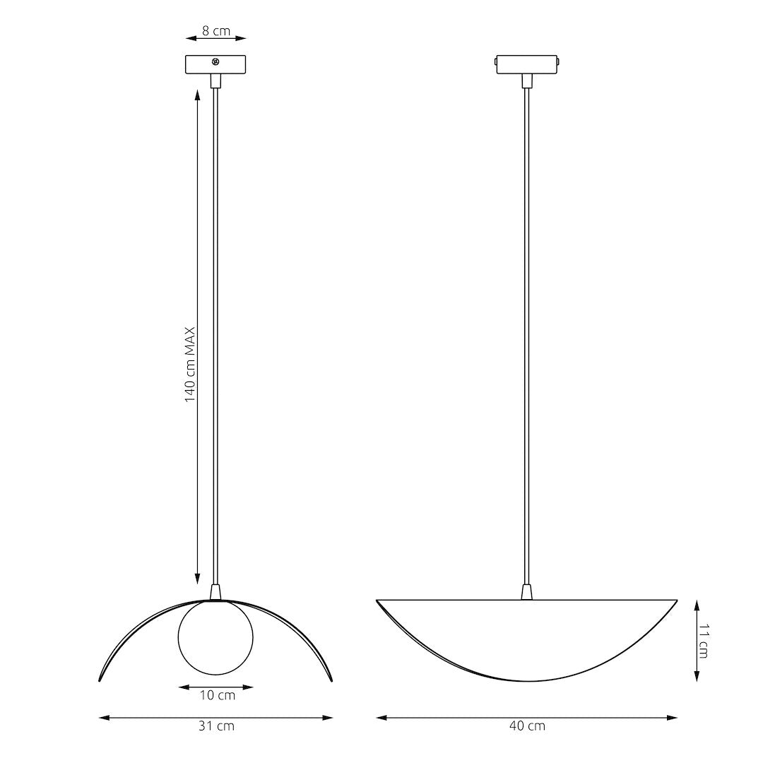 Hanglamp gepoedercoat staal en glas, Ritual, zwart, 40 x 40 cm, 1 lichtpunt voor eettafel en woonkamer