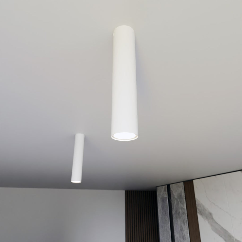 Plafondlamp gepoedercoat staal minimalistisch Tecno wit Ø 6 x 30 cm, voor woon-, slaap- en werkruimte