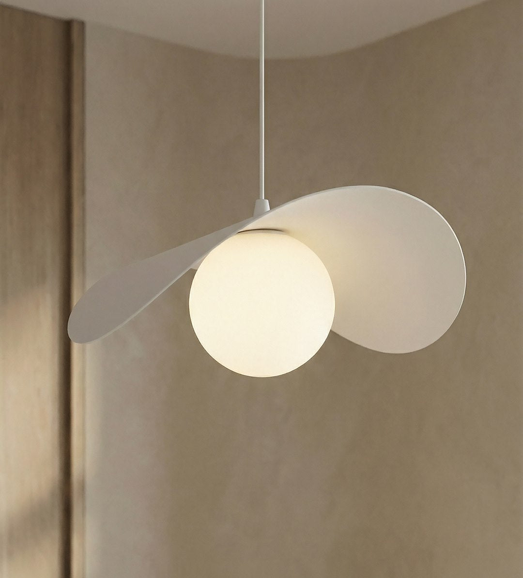 Hanglamp gepoedercoat staal en glas modern Ritual, wit – 30 x 30 cm, voor woonkamer, slaapkamer en eetruimte